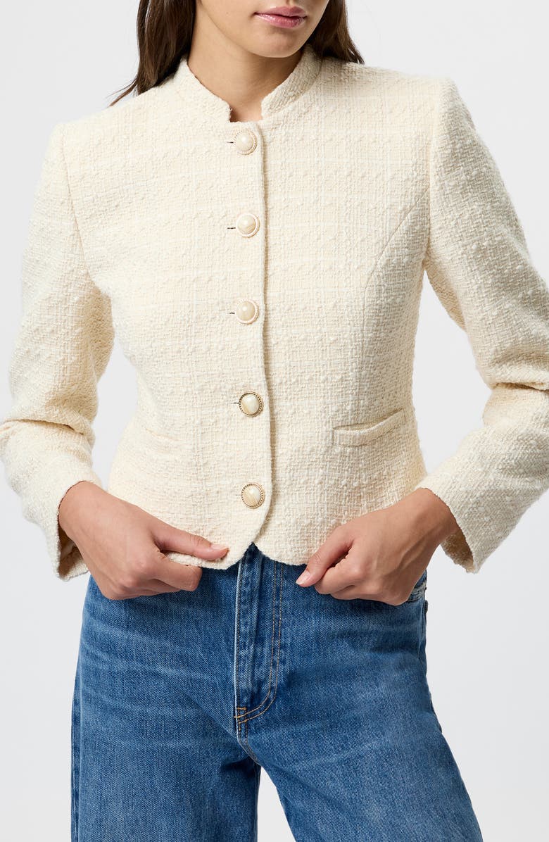 French Connection Structured Tweed Jacket, Main, color, Ecru