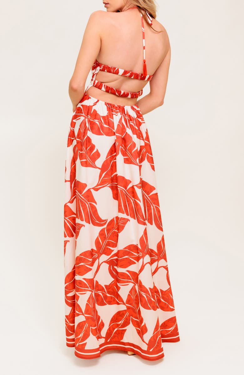 FLYING TOMATO Halter Maxi Dress, Alternate, color, Ivory/Red