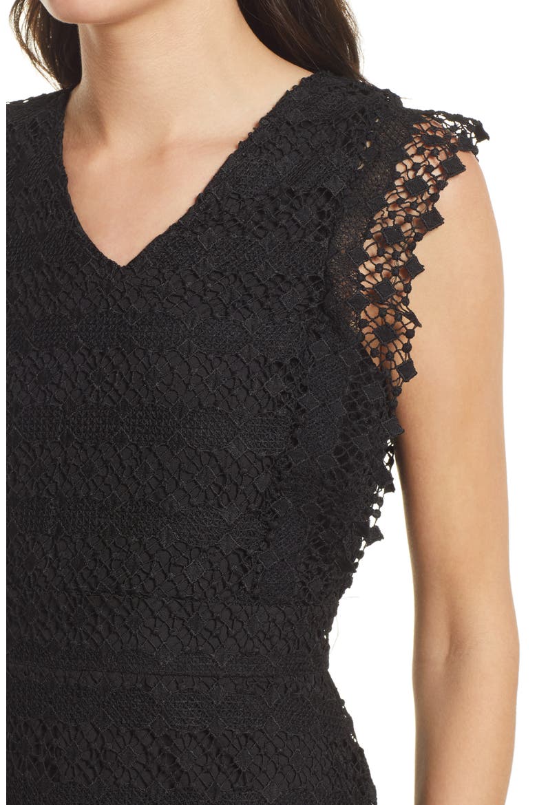 Flutter Sleeve Lace Dress, Alternate, color, BLACK