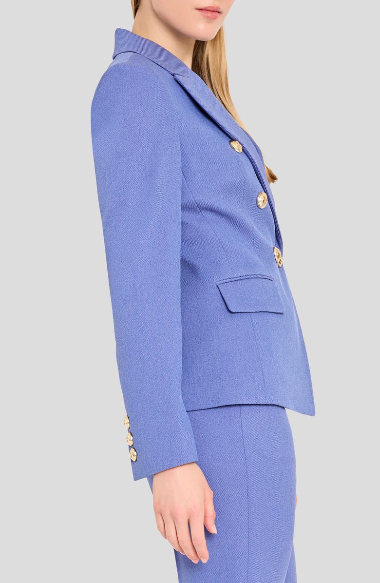 Tahari ASL Double Breasted Twill Blazer, Alternate, color, Deep Peri