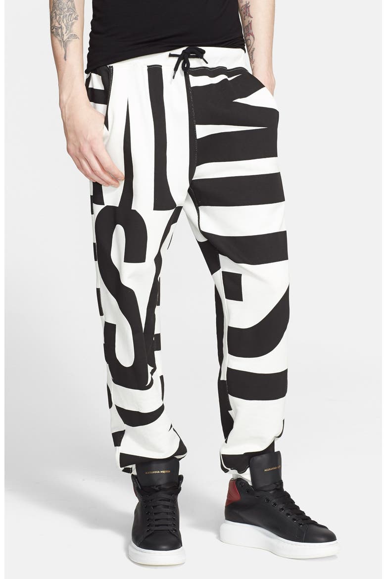 Allover Print Sweatpants, Main, color, WHITE/ BLACK