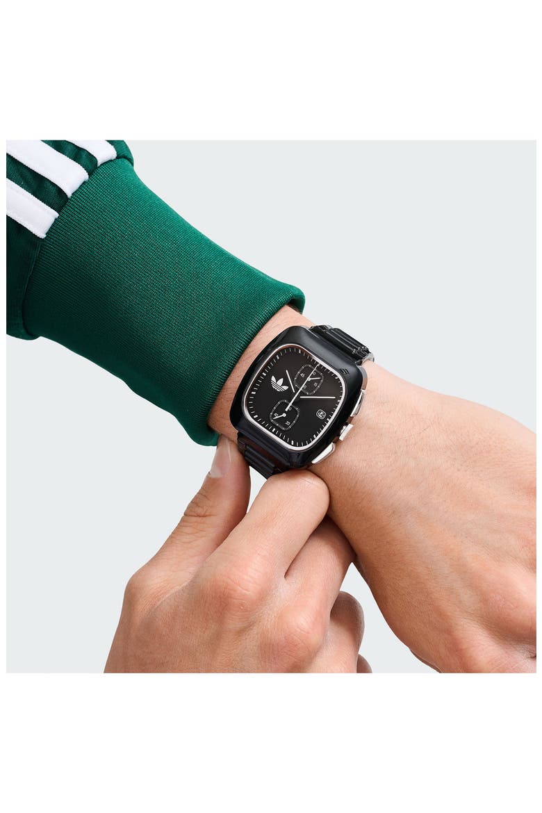 Retro Wave Two Chronograph Bio-Resin Strap Watch, 39mm, Alternate, color, BLACK