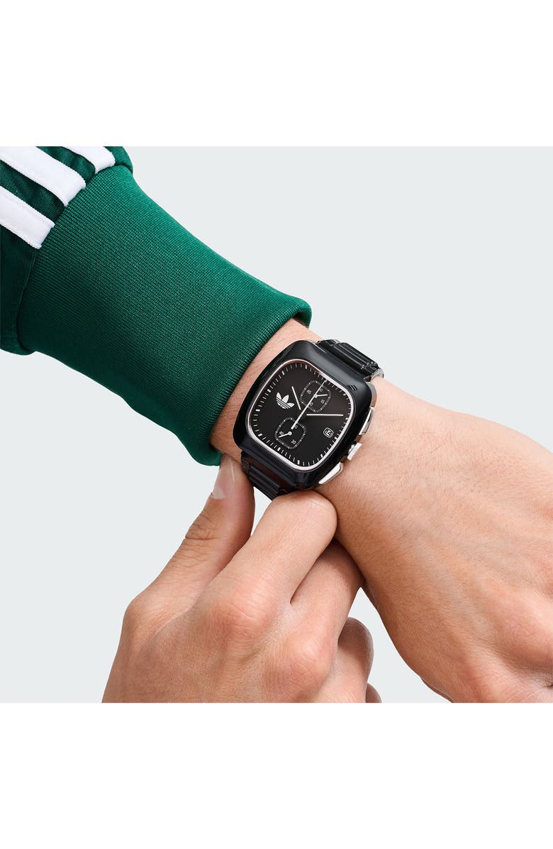 adidas Retro Wave Two Chronograph Bio-Resin Strap Watch, 39mm, Alternate, color, Black