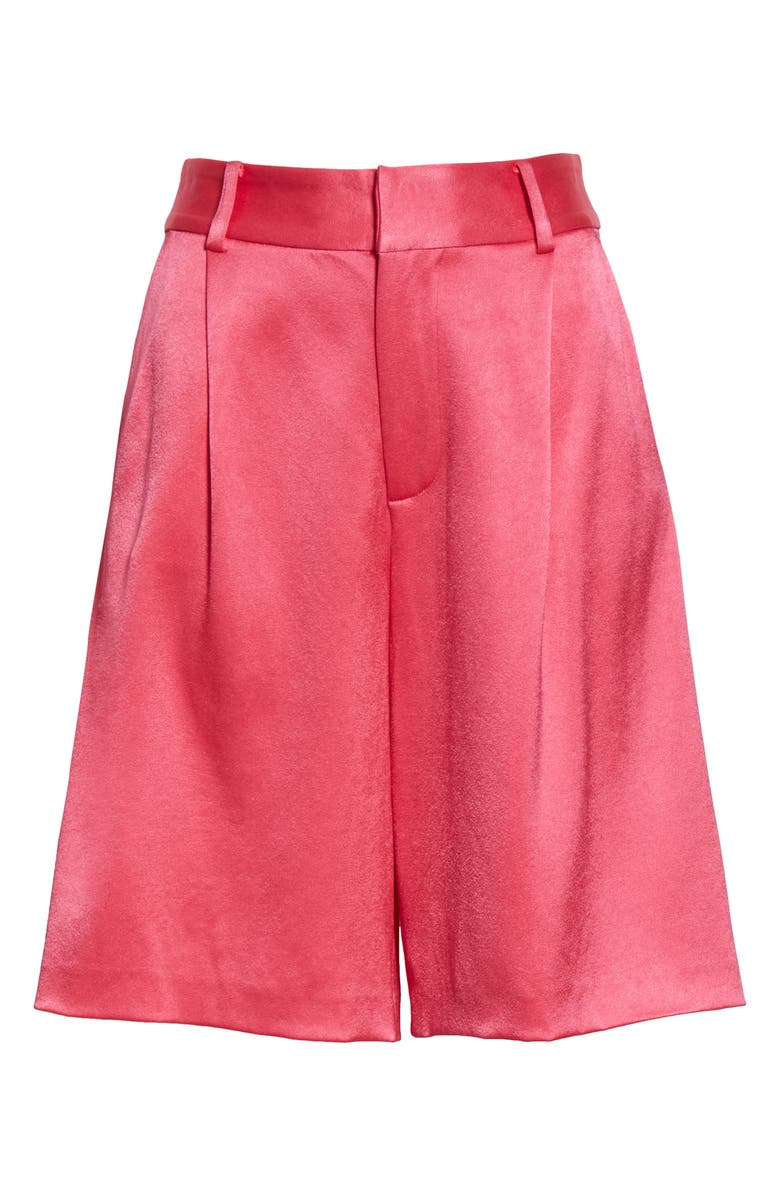 Alice + Olivia Eric High Waist Satin Bermuda Shorts, Alternate, color, 