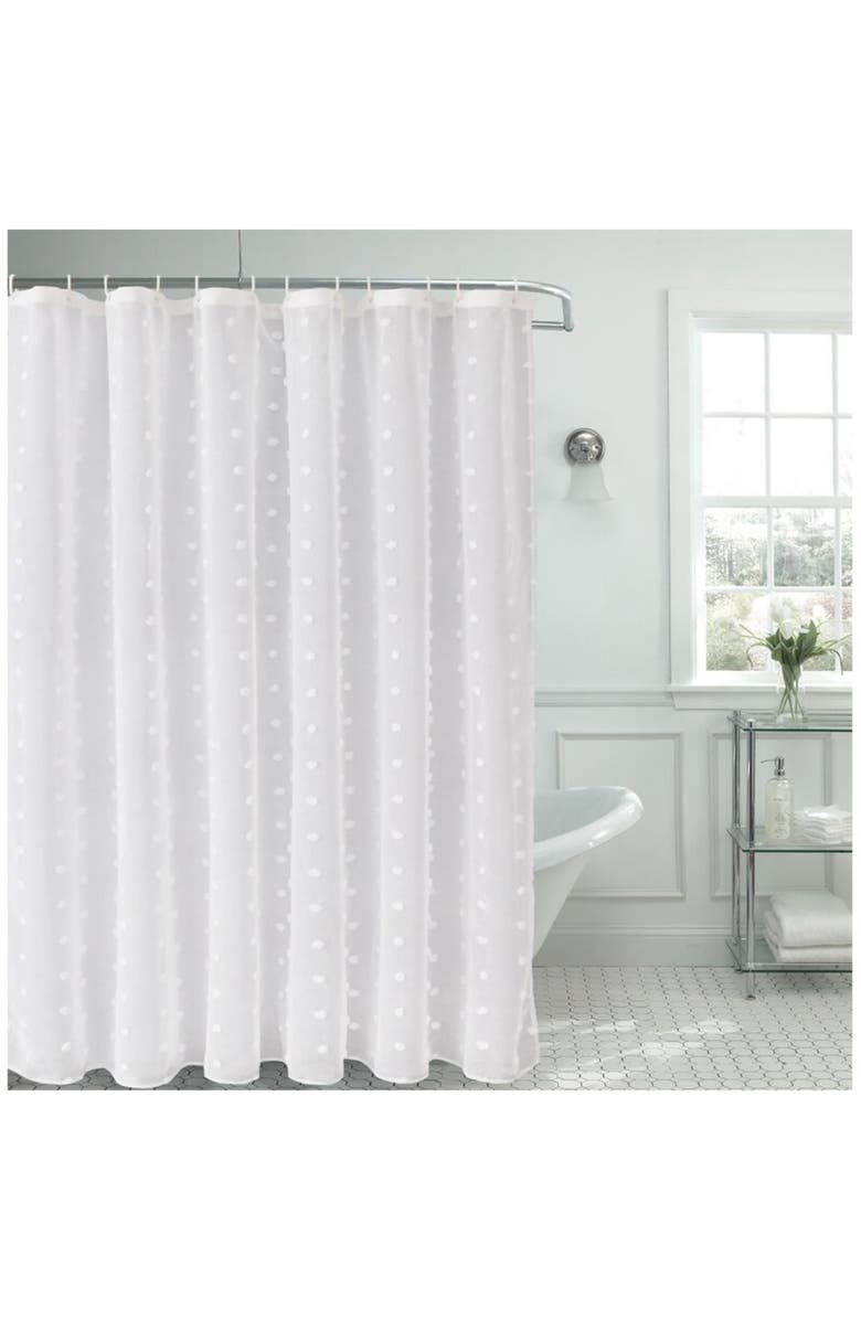 DAINTY HOME Snowball Shower Curtain, Main, color, White