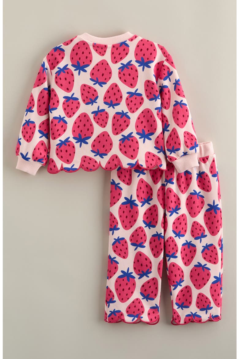 Scallop Hem Cotton Blend Top & Pants Set, Alternate, color, PINK BALM COOL STRAWBERRIES