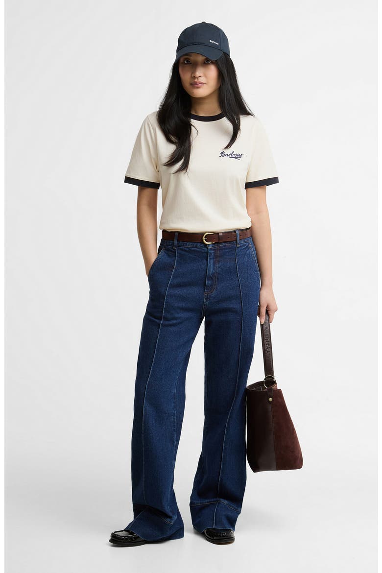 Madeline Cotton Ringer T-Shirt, Alternate, color, ORGINAL ECRU/ DARK NAVY