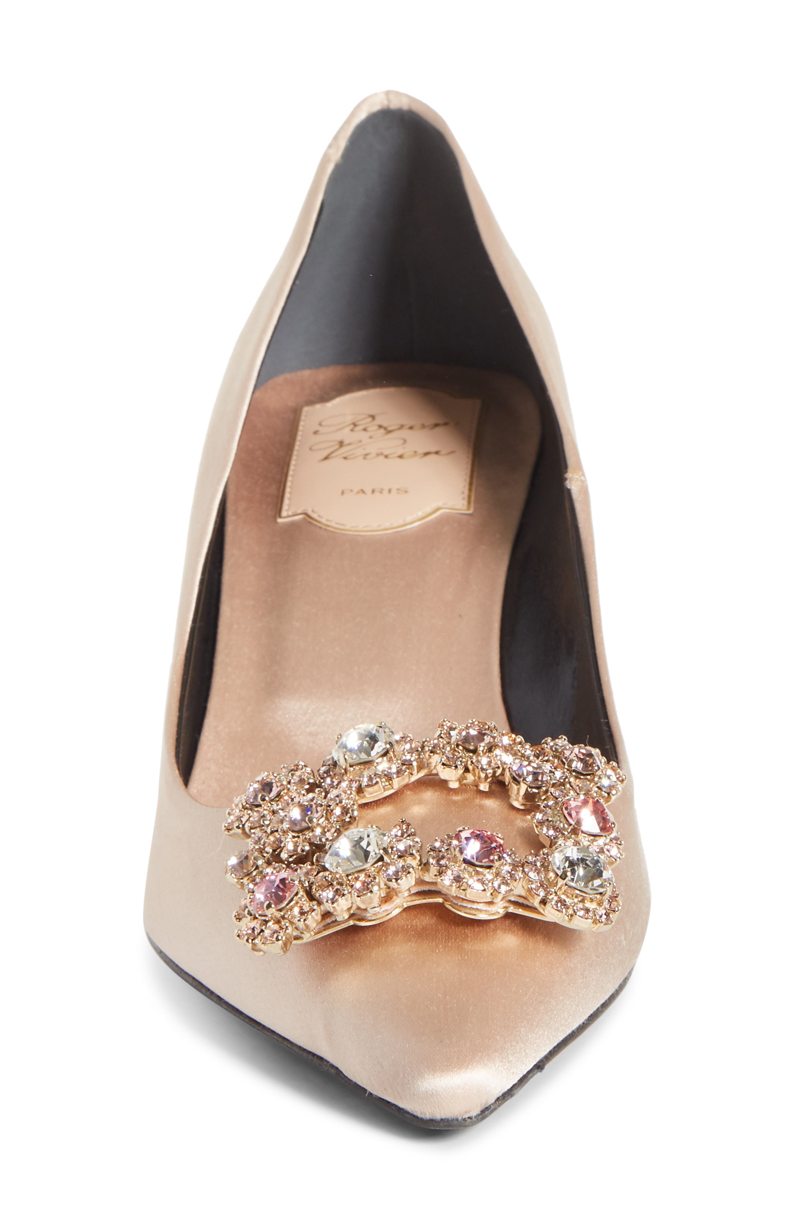 Sin Crystal Buckle Pointed Toe Pump, Alternate, color, CHAMPAGNE