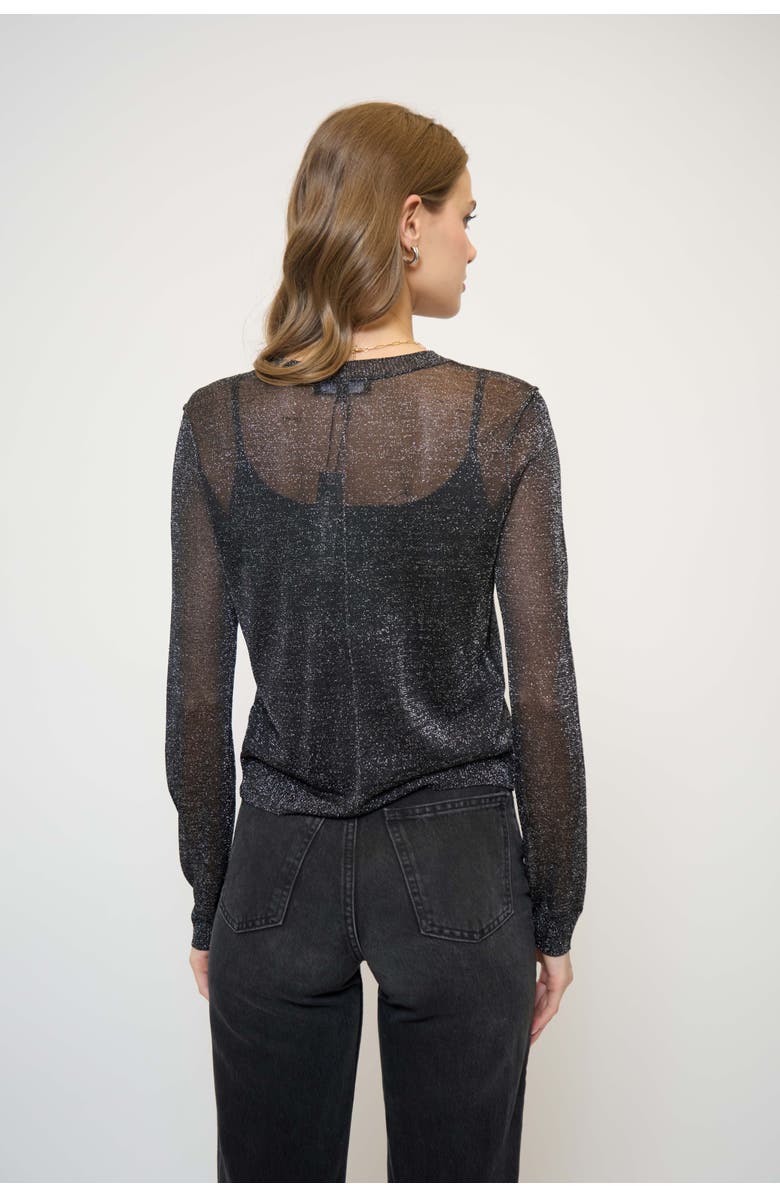 Central Park West Colette Sheer Lurex Cardigan With Cami, Alternate, color, Black