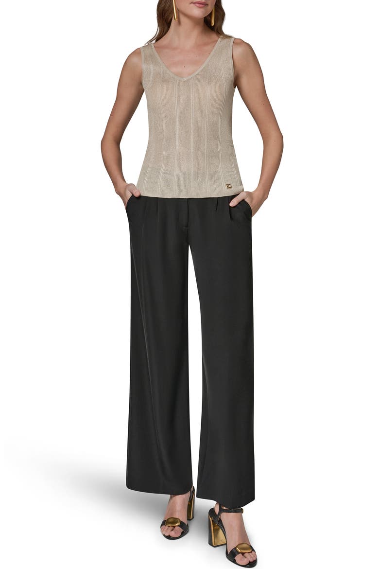 Metallic V-Neck Rib Sweater Tank, Alternate, color, LIGHT GOLD