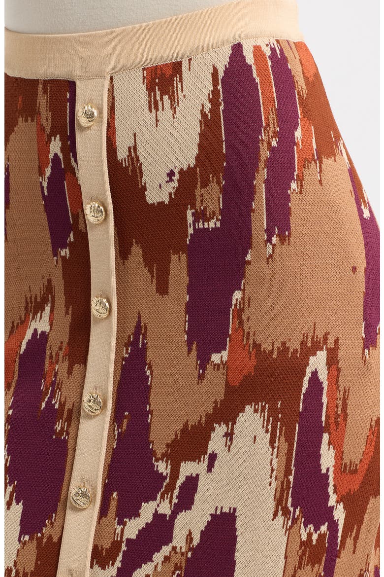 Mel Knit Midi Skirt, Alternate, color, AMBER BRUSH PRINT KNIT