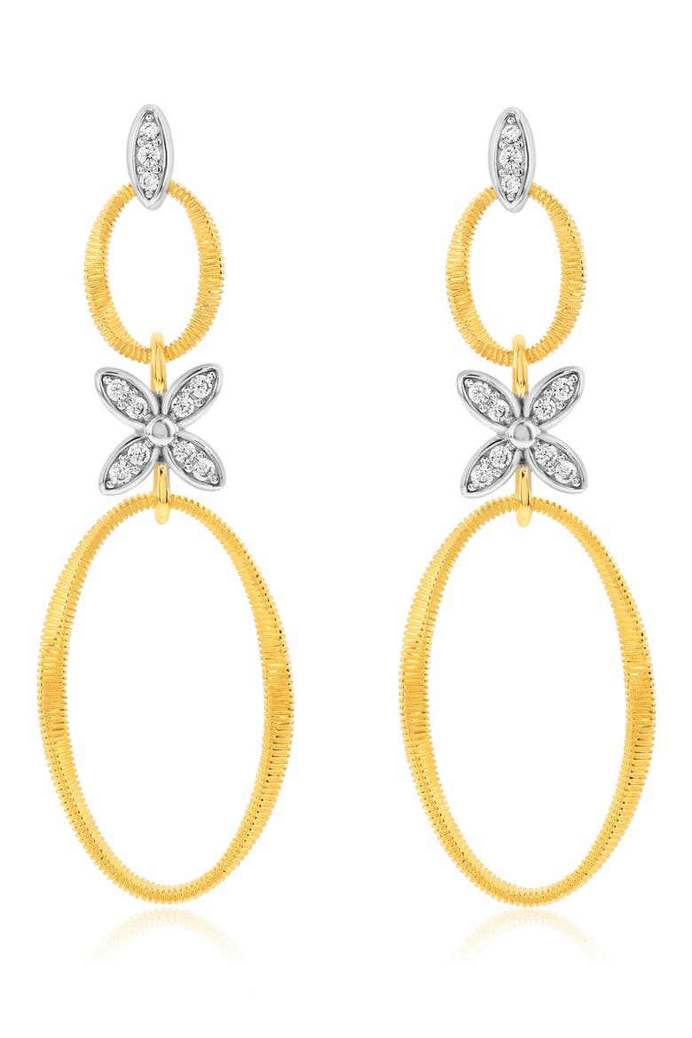 Golden Helix Flower Double Circle Coil Drop Earrings, Alternate, color, YELLOW