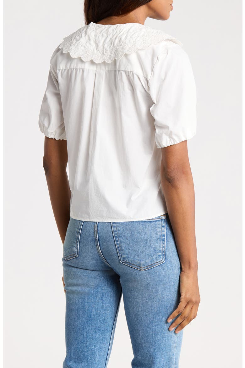 Embroidered Scallop Collar Top, Alternate, color, WHITE