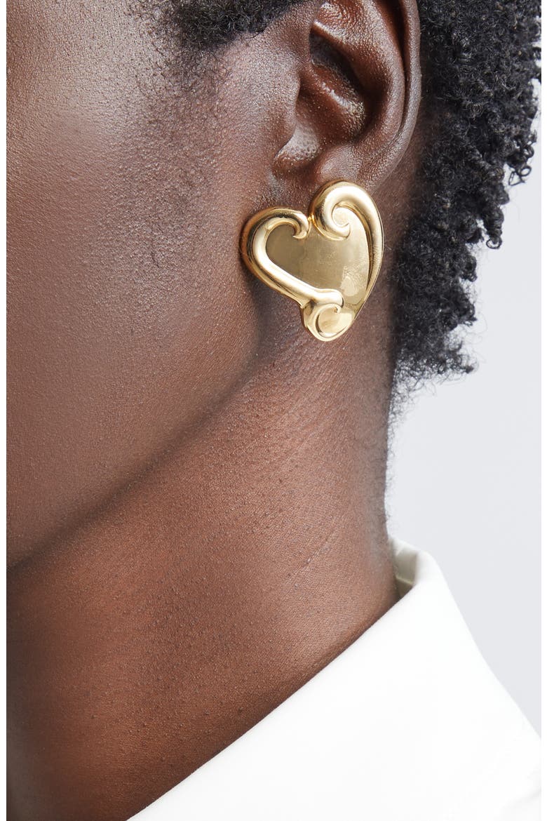 Small Swirl Heart Stud Earrings, Alternate, color, GOLD