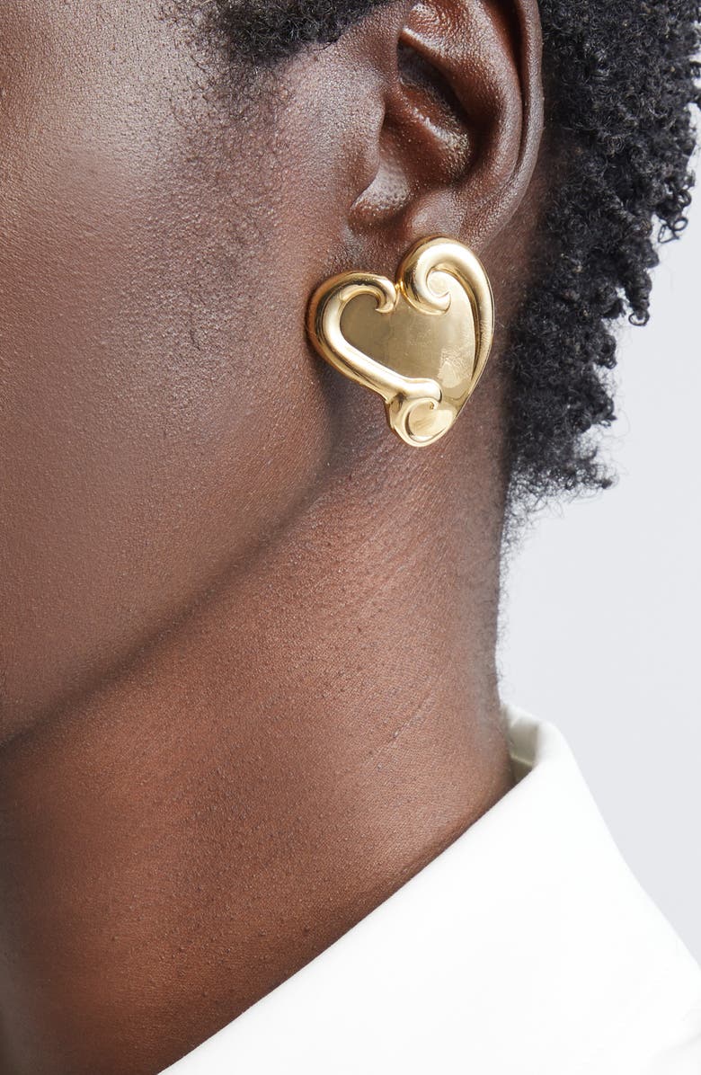 Oscar de la Renta Small Swirl Heart Stud Earrings, Alternate, color, Gold