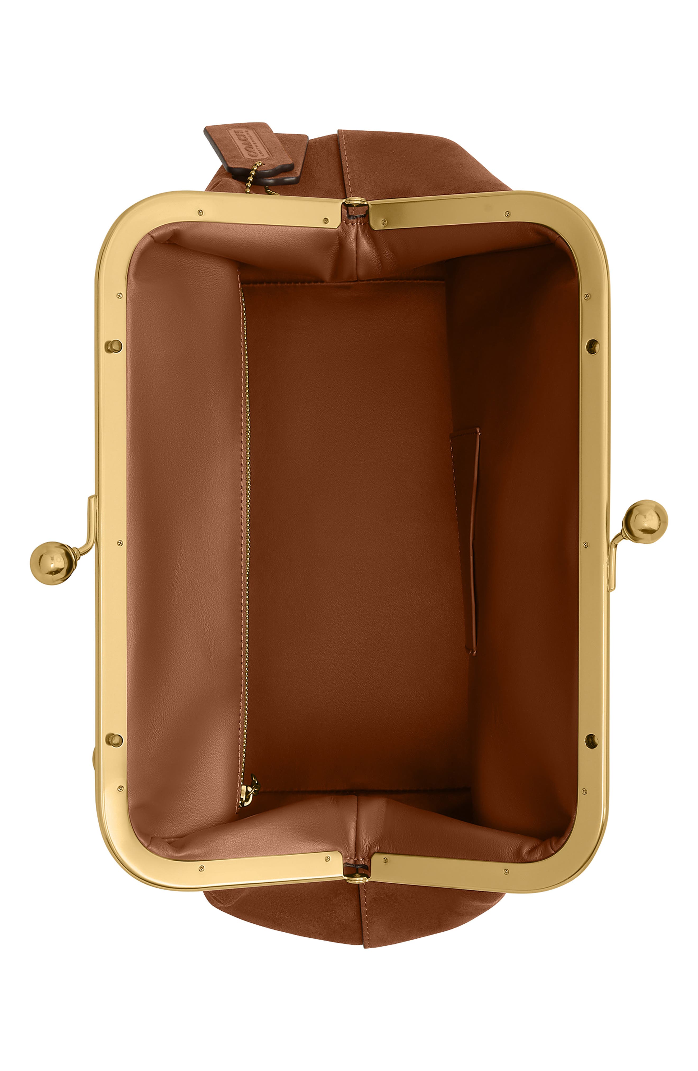 COACH Kiss Lock Frame 27 Suede Clutch, Alternate, color, 