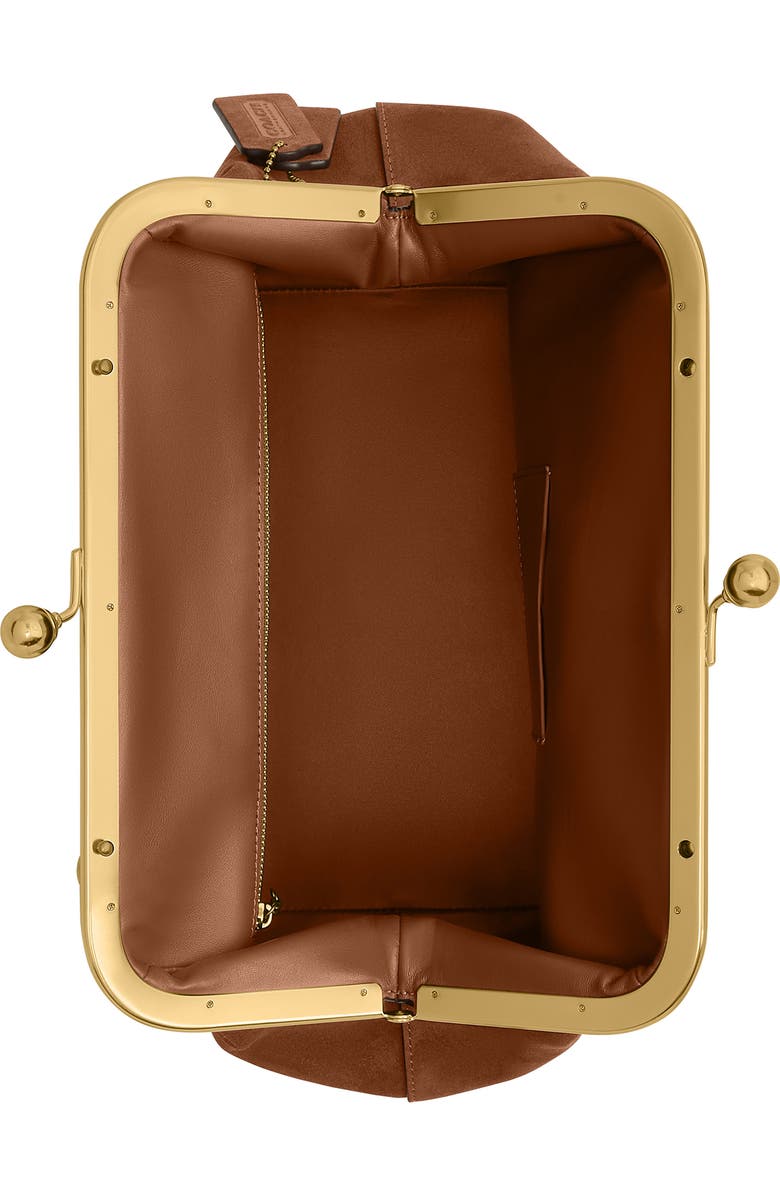 COACH Kiss Lock Frame 27 Suede Clutch, Alternate, color,