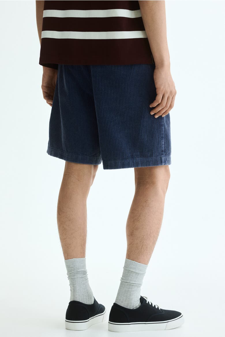 Loose-fit Corduroy Shorts, Alternate, color, Dark blue