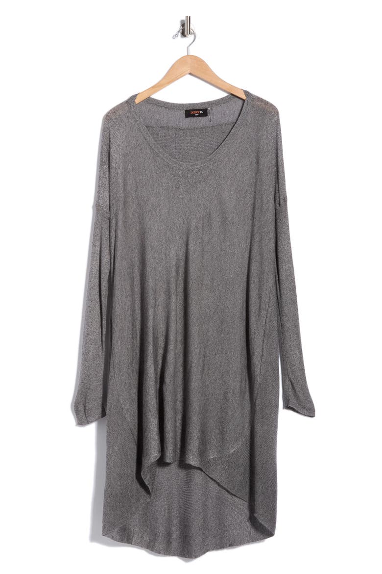 Lightweight High-Low Tunic Sweater, Alternate, color, CHARCOAL