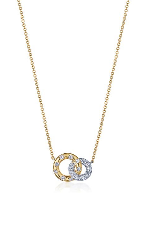 Cobblestone 18k Gold Diamond Petite Interlocking Pendant Necklace