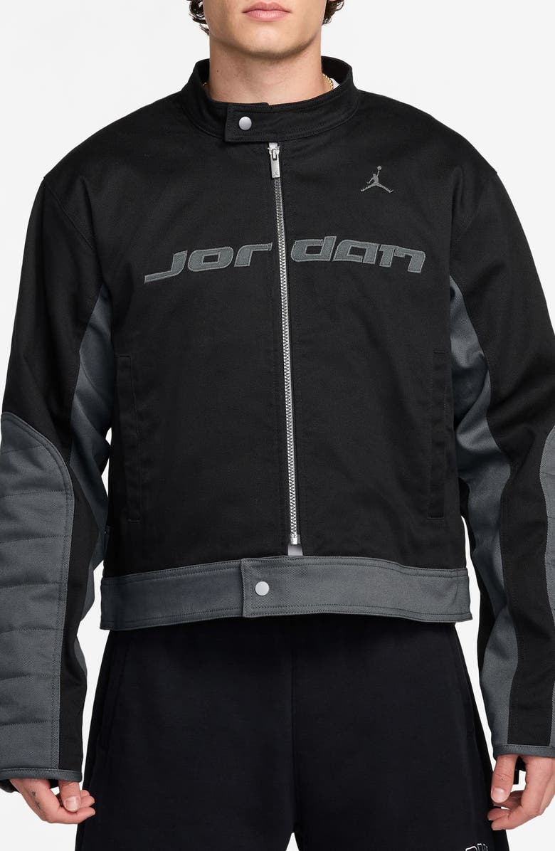 Jordan Motosport Colorblock Jacket, Main, color, Black/ Iron Grey/ Iron Grey