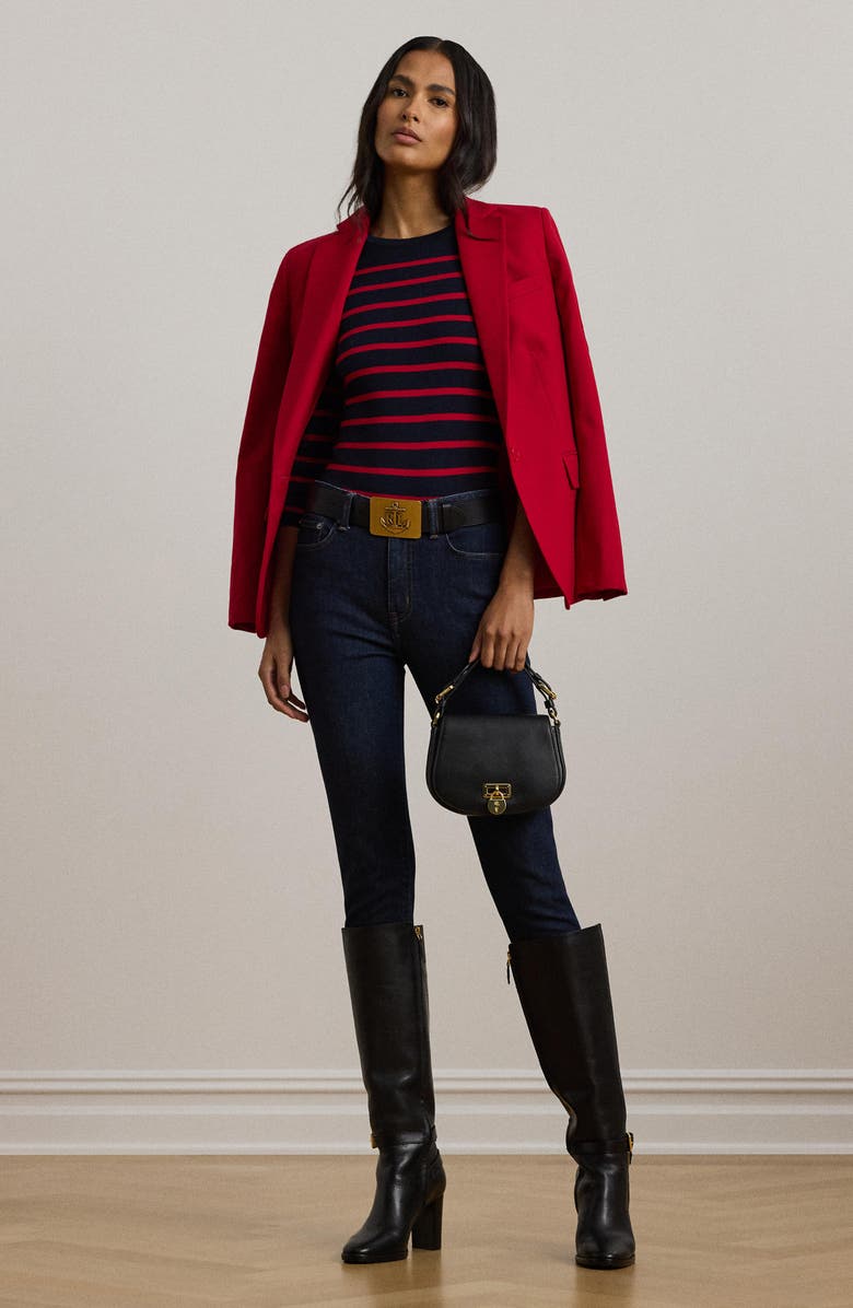 Lauren Ralph Lauren Stripe Cotton & Modal Crewneck Sweater, Alternate, color, 