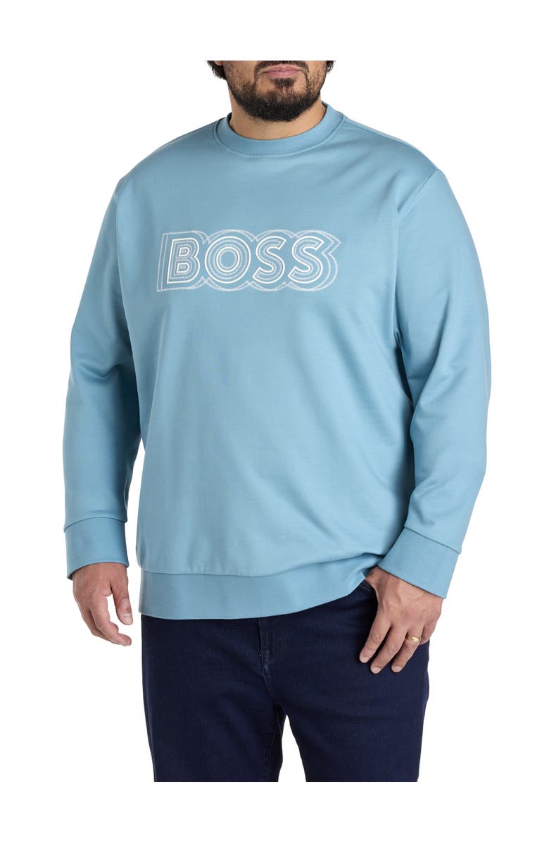 BOSS Big & Tall Soleri Crewneck Sweatshirt, Main, color, Pastel Blue