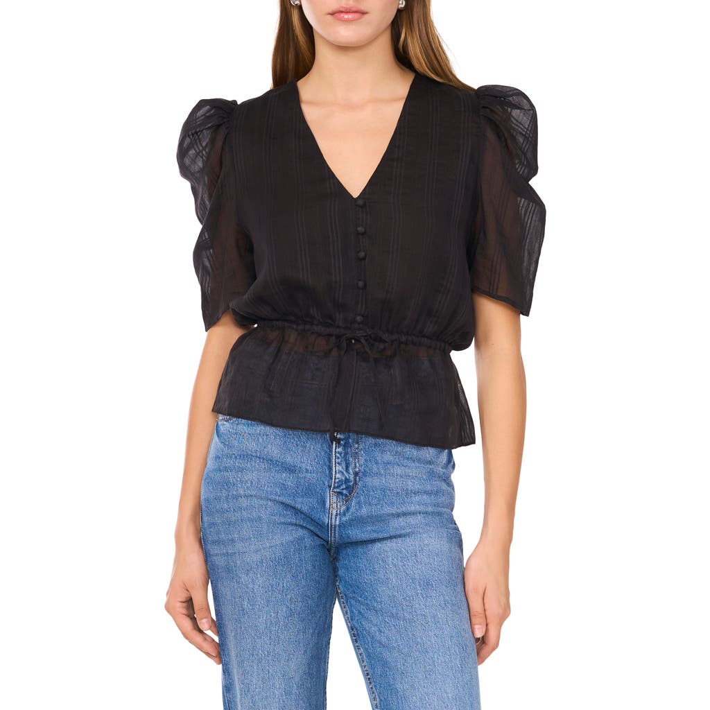 1.state Womens Solid Satin Blouse In Rich Black