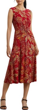 Lauren Ralph Lauren Floral Print Twist Front Midi Dress