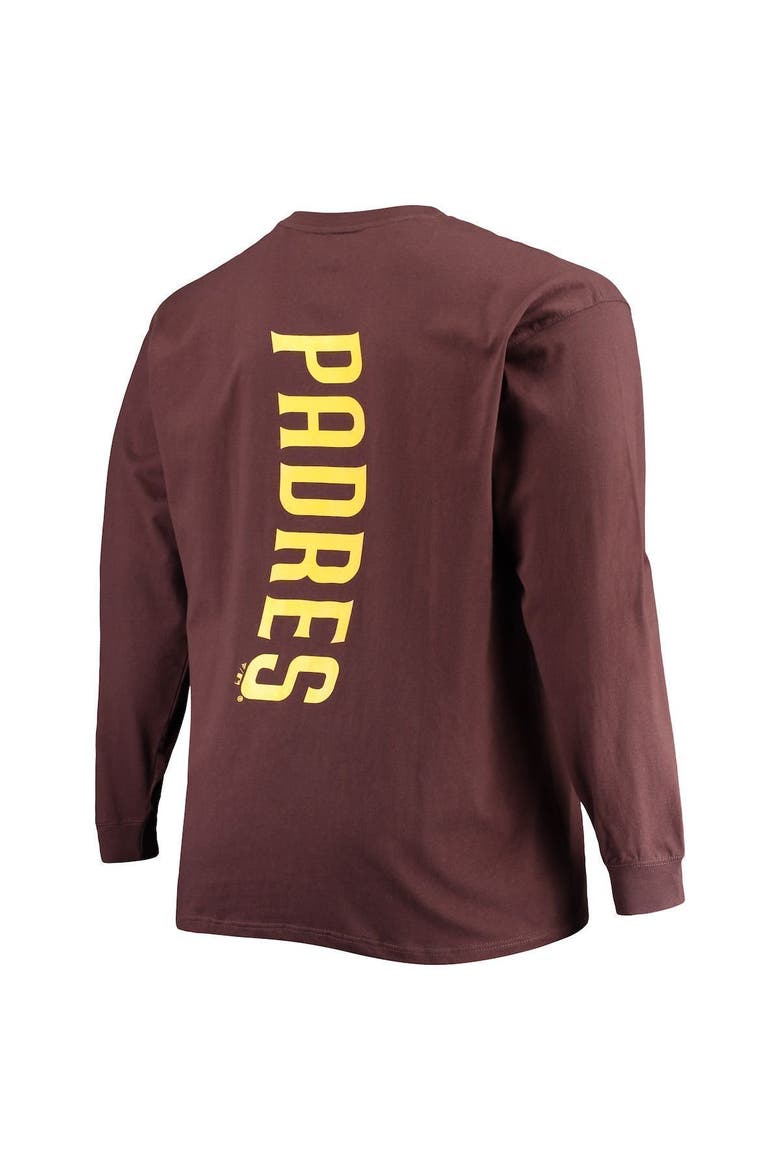 Men's Fanatics Branded Brown San Diego Padres Big & Tall Solid Back Hit Long Sleeve T-Shirt, Alternate, color, Brown