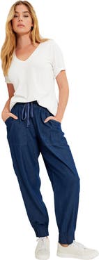 June + Vie Drawstring Denim Jogger