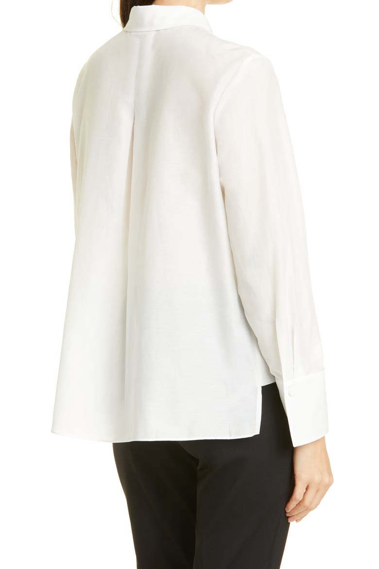 Paula Fringe Placket Cotton & Silk Blouse, Alternate, color, WHITE