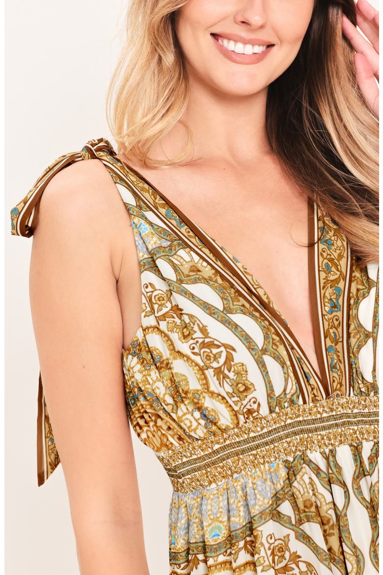 Shoulder Tie Maxi Dress, Alternate, color, NEUTRAL MULTI