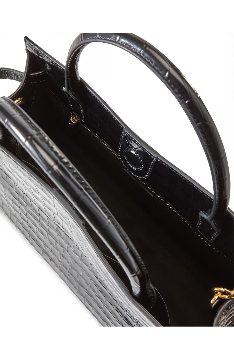 Veronica Beard Large Dash Croc Embossed Leather Tote, Alternate, color, Black