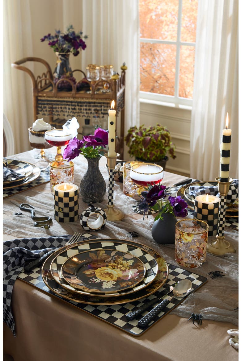 Courtly Check Small Candleholder, Alternate, color, BLACK/ WHITE