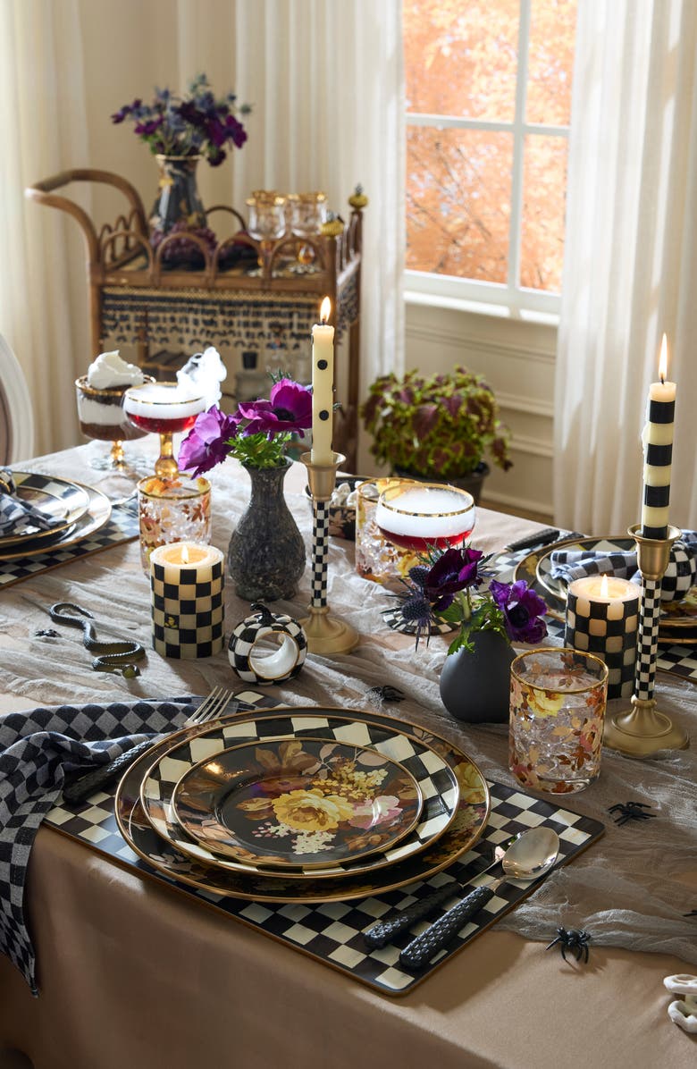 MACKENZIE CHILDS Courtly Check Small Candleholder, Alternate, color, Black/ White