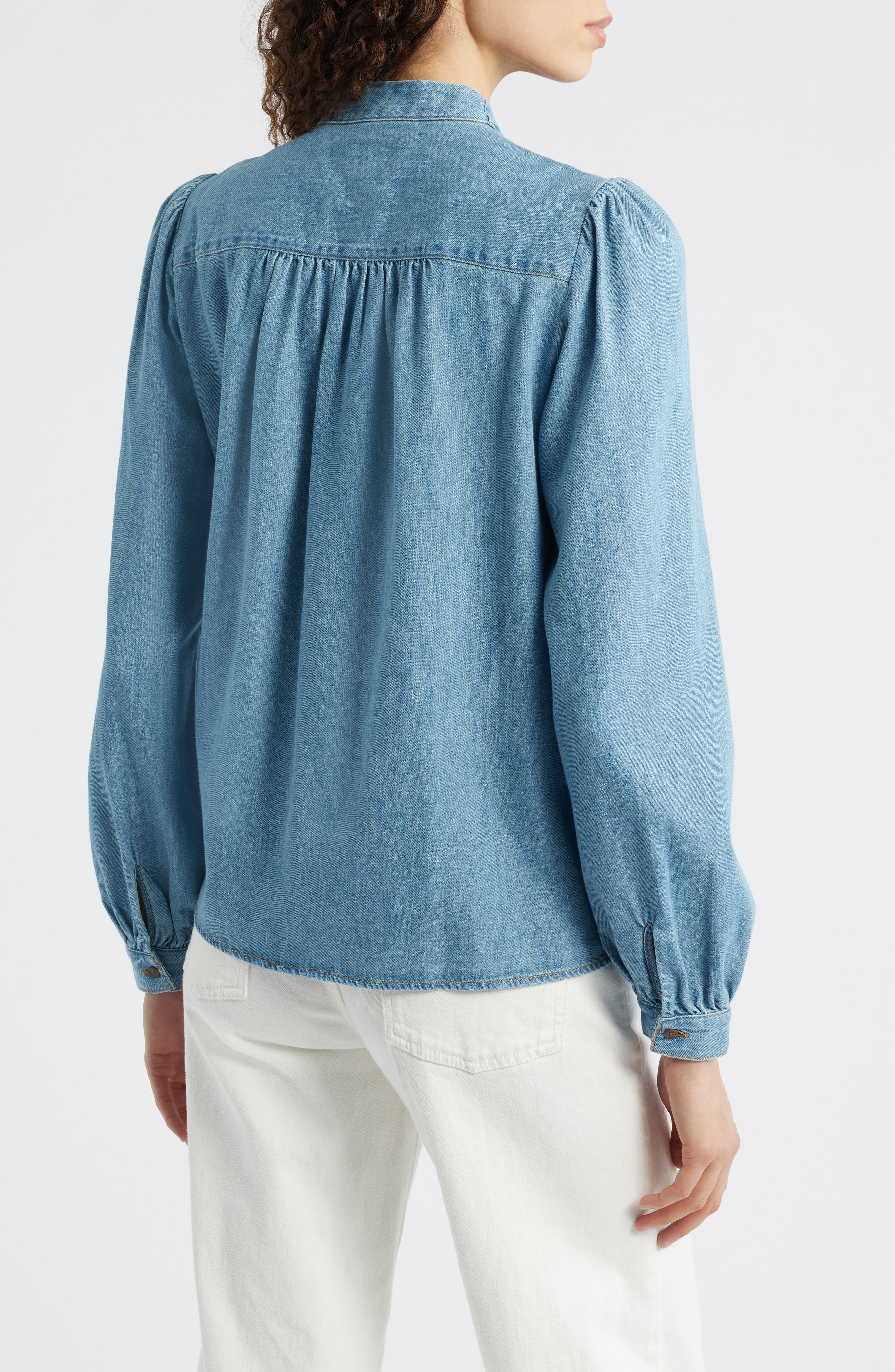 Tie Neck Denim Top - image 2