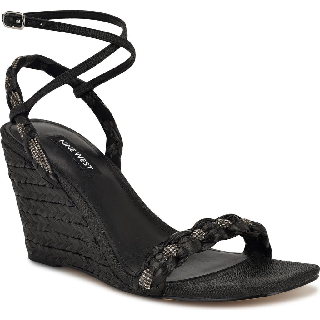 NINE WEST NINE WEST NASHY ANKLE STRAP ESPADRILLE WEDGE SANDAL