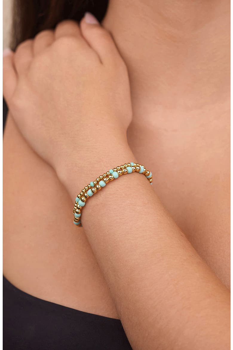 Set of 2 Misty Stretch Beaded Bracelets, Alternate, color, GOLD