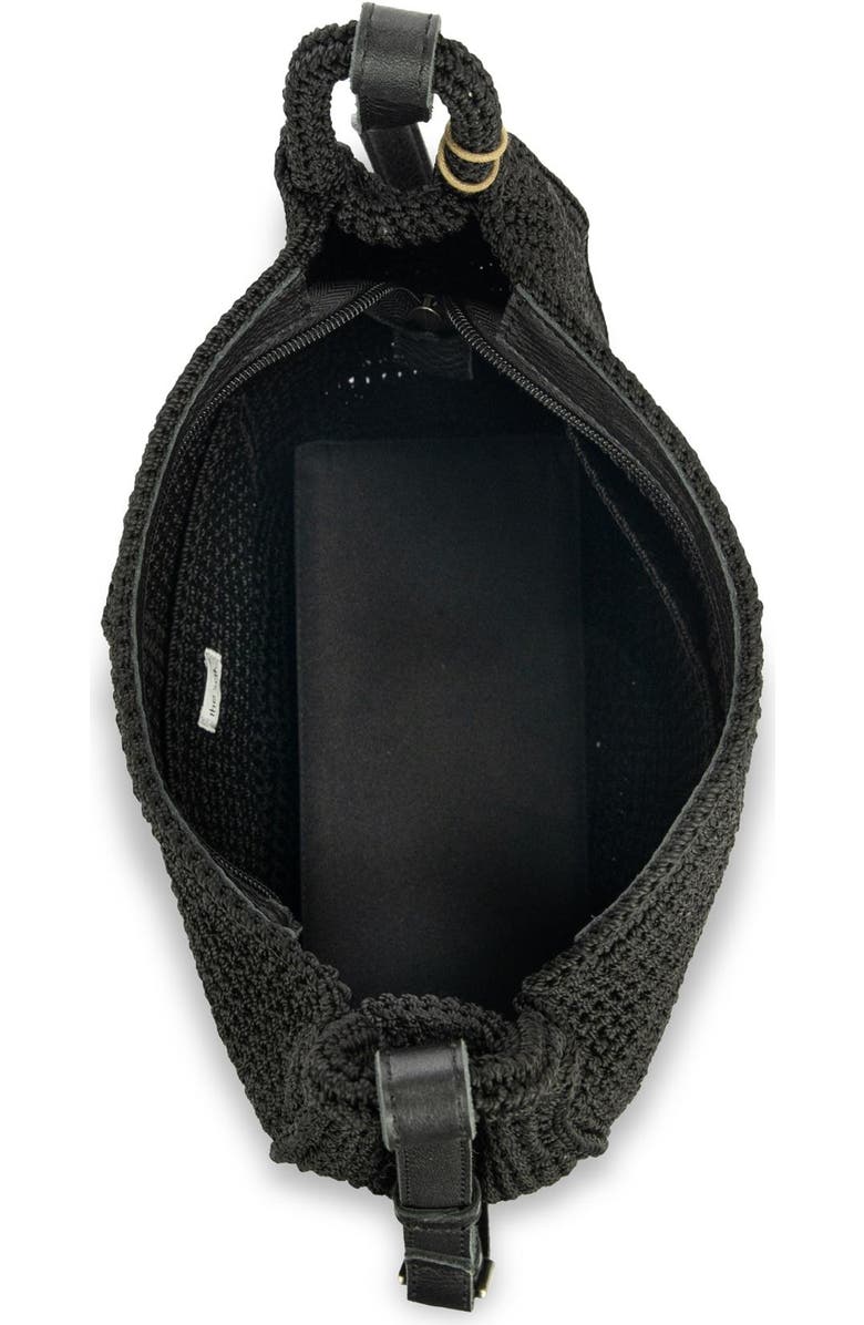 The Sak Los Feliz Crossbody Leather Bag, Alternate, color, Black Crochet