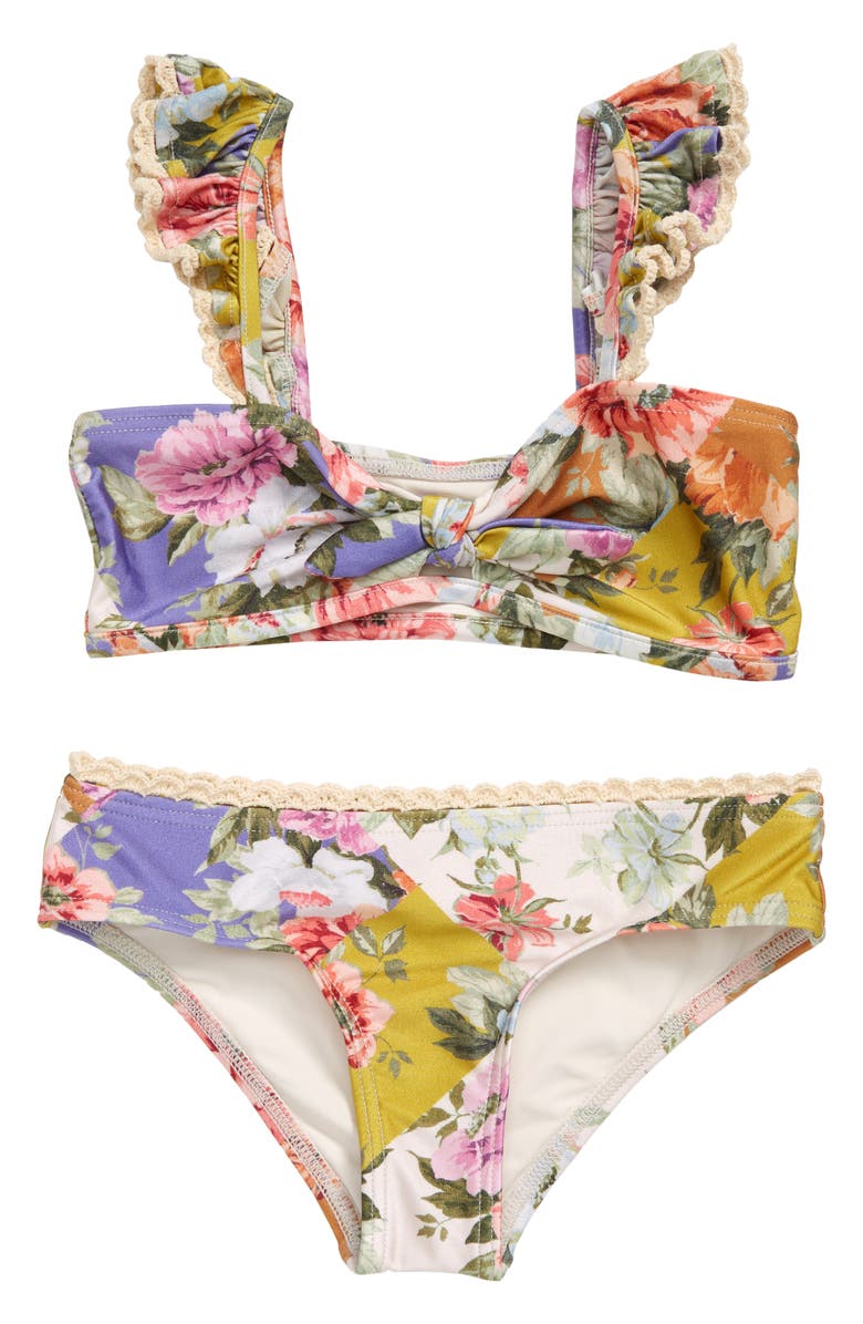 Zimmermann Kids' Pattie Crochet Trim Two-Piece Swimsuit, Main, color, 