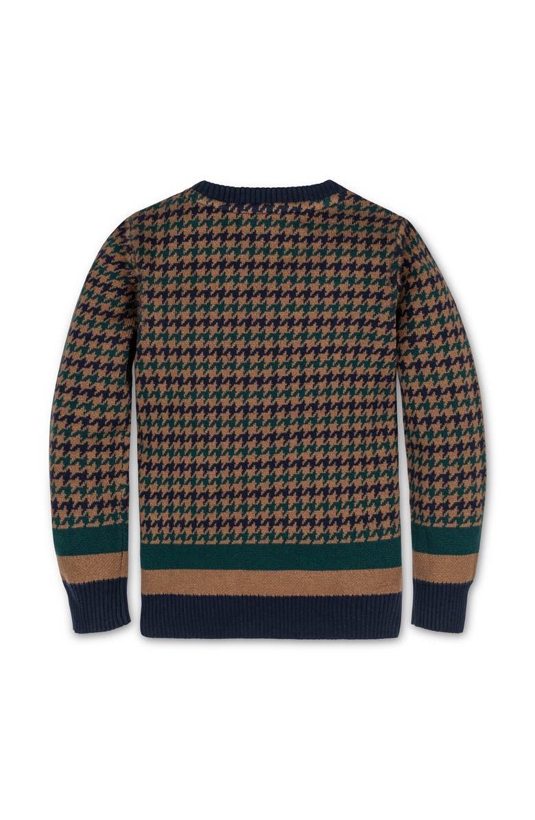 Hope & Henry Kids' Organic Long Sleeve Intarsia Crew Neck Pullover Sweater, Alternate, color, Navy Houndstooth