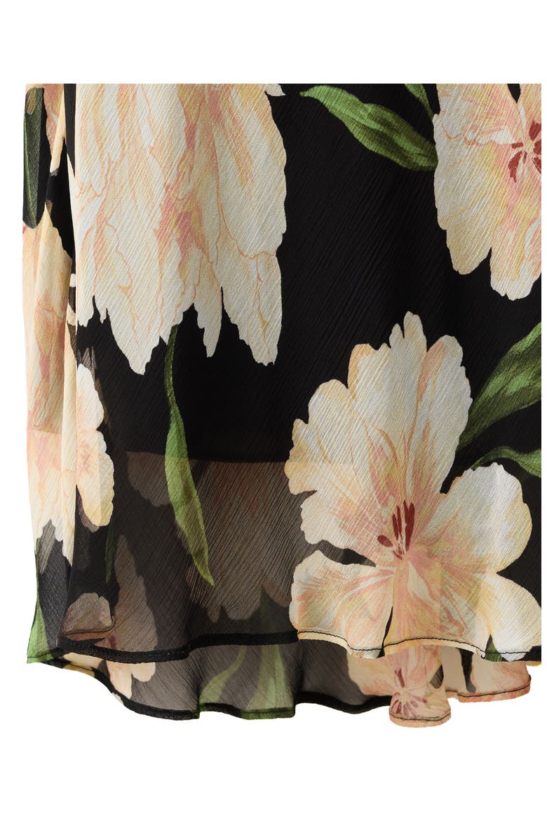 Floral Print Ruffle Dress, Alternate, color, BLACK