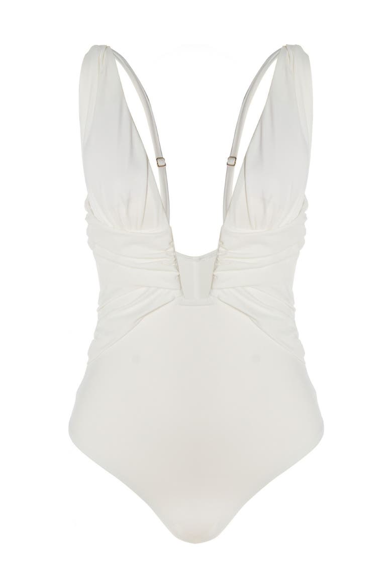 Faira Sculpting Ruched One-Piece Swimsuit, Alternate, color, White
