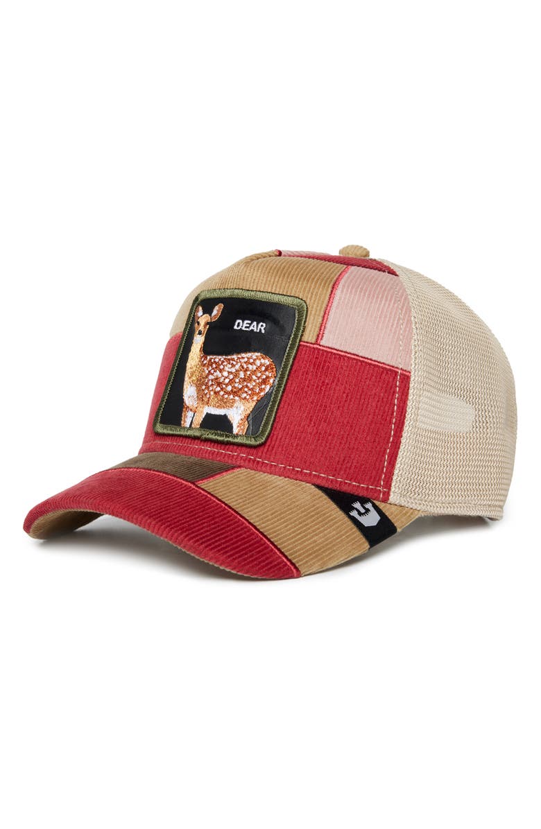 Goorin Bros. Letter Opener Deer Patch Colorblock Corduroy Trucker Hat, Main, color, 