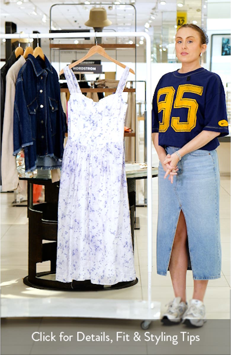 Malea Floral Print Corset Bodice Midi Dress, sales video thumbnail