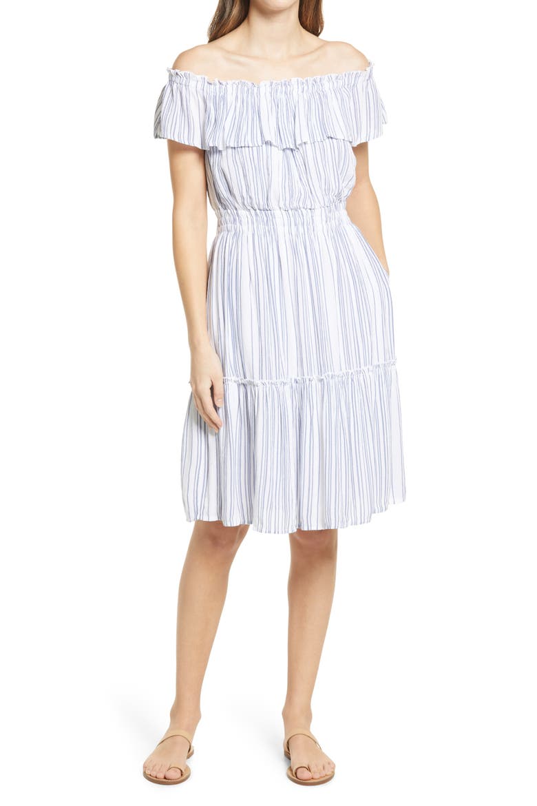 Aloha Avenue Off the Shoulder Dress, Main, color, MAZARINE BLUE