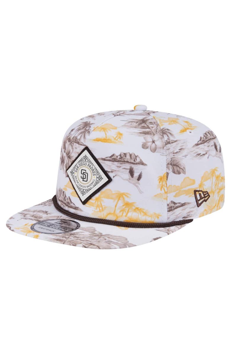 New Era Men's New Era White San Diego Padres Printed Island Golfer Snapback Hat, Main, color, 