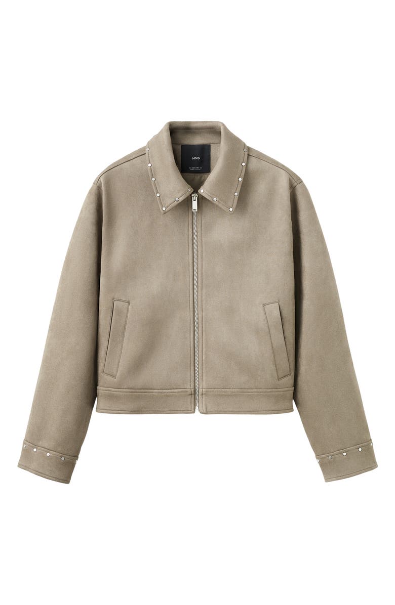 MANGO TEEN Studded Faux Suede Jacket, Alternate, color, 