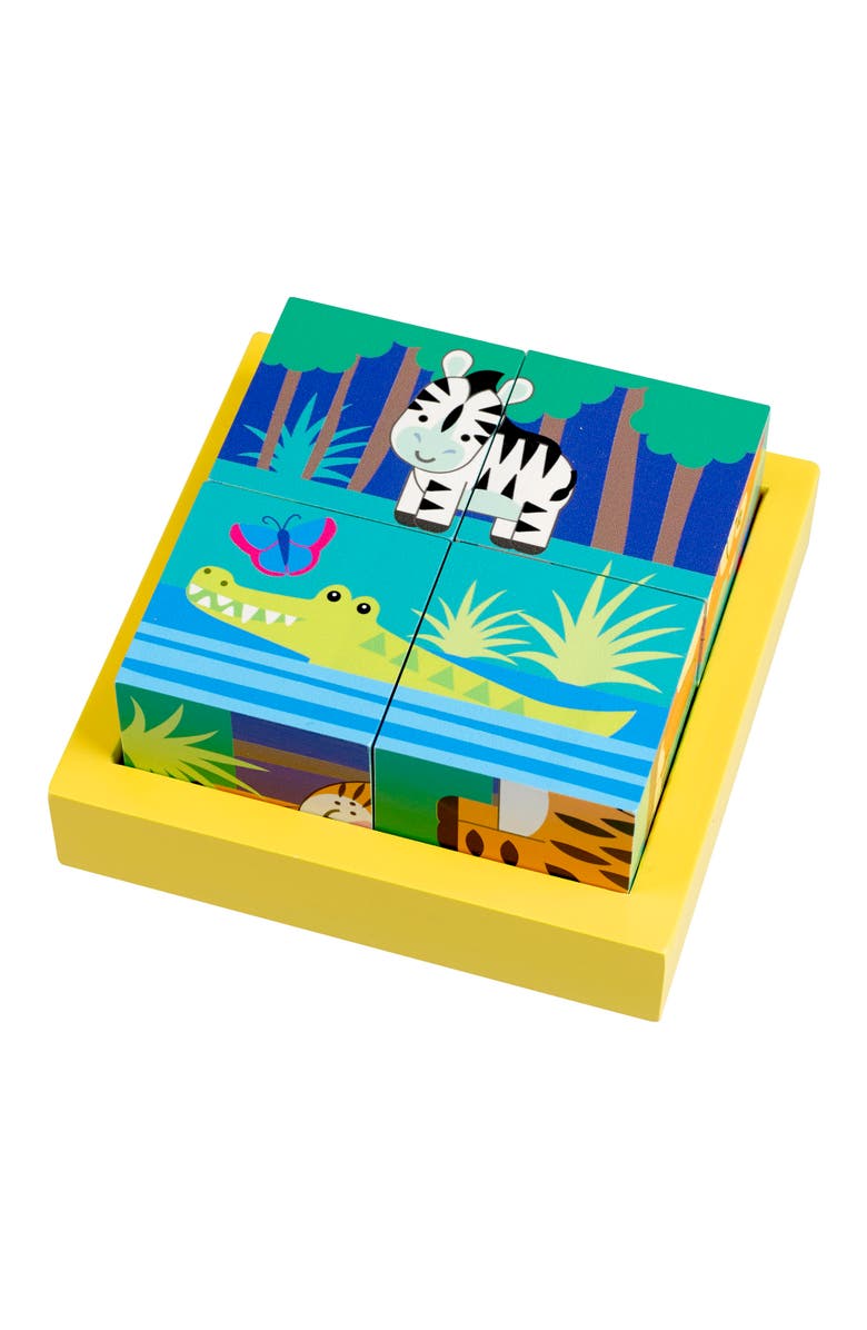 ORANGE TREE TOYS Jungle Animals Four Blocks Puzzle, Wooden, Toddlers & Kids, Alternate, color, Multicolored
